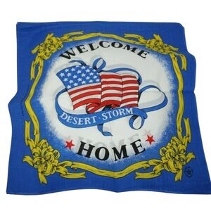 Lot 60 Desert Storm Welcome Home Bandanas 22” USA 50/50 Cotton Poly Vintage 90s
